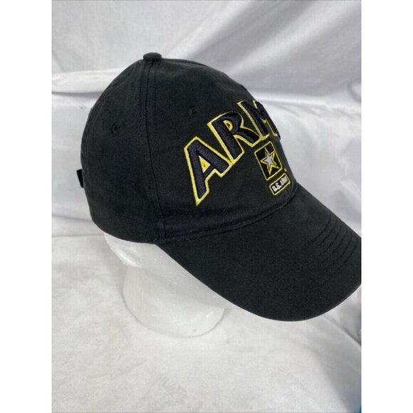 Eagle Crest Hat U.S. Army Cap Adult Black/Yellow Adjustable Hook & Loop - Picture 6 of 10